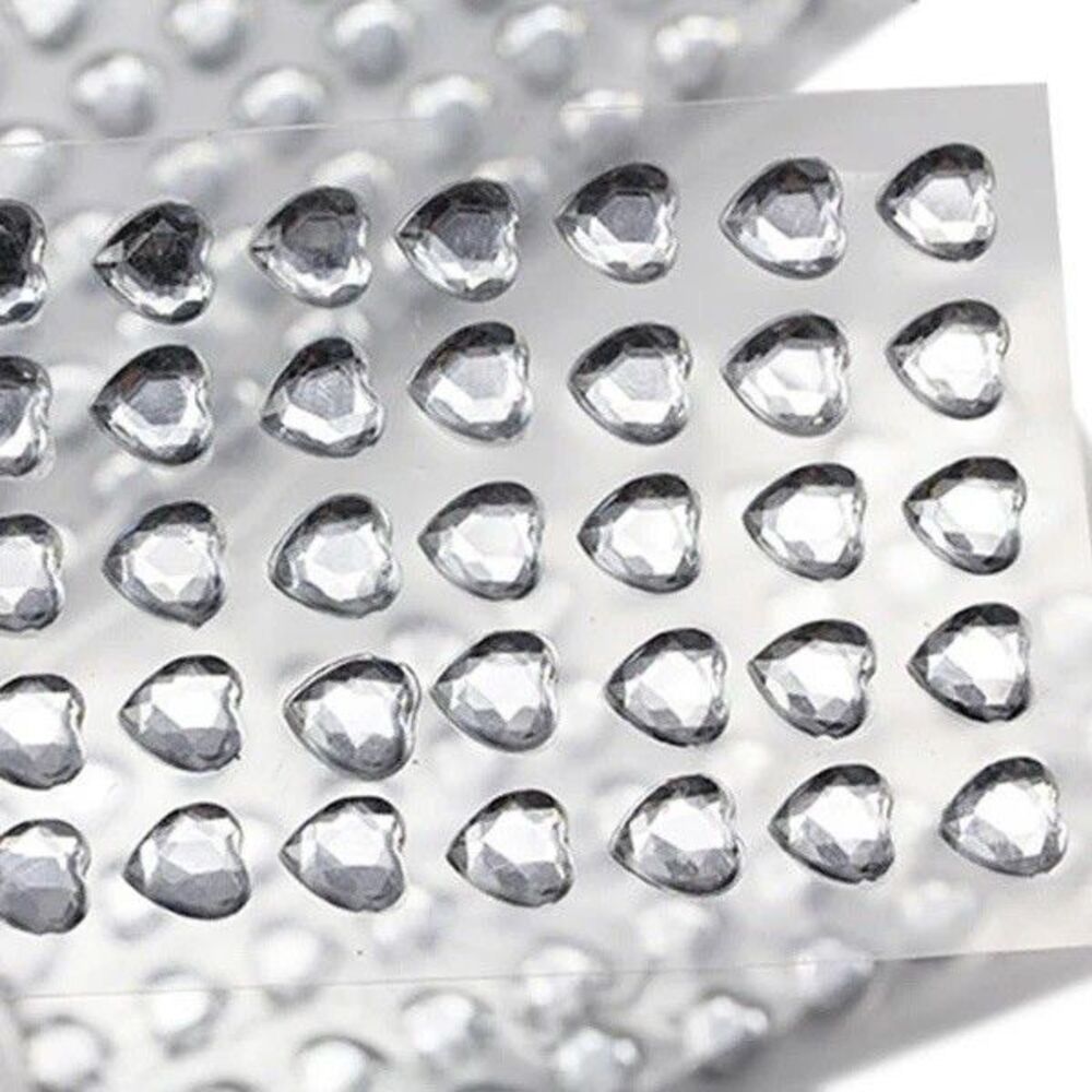6mm Crystal Heart Stick On Gems - 250 PCS